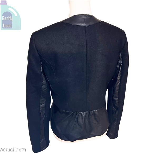 Zara Leather and Wool Peplum Skirted Black Jacket Size Large - Picture 6 of 8